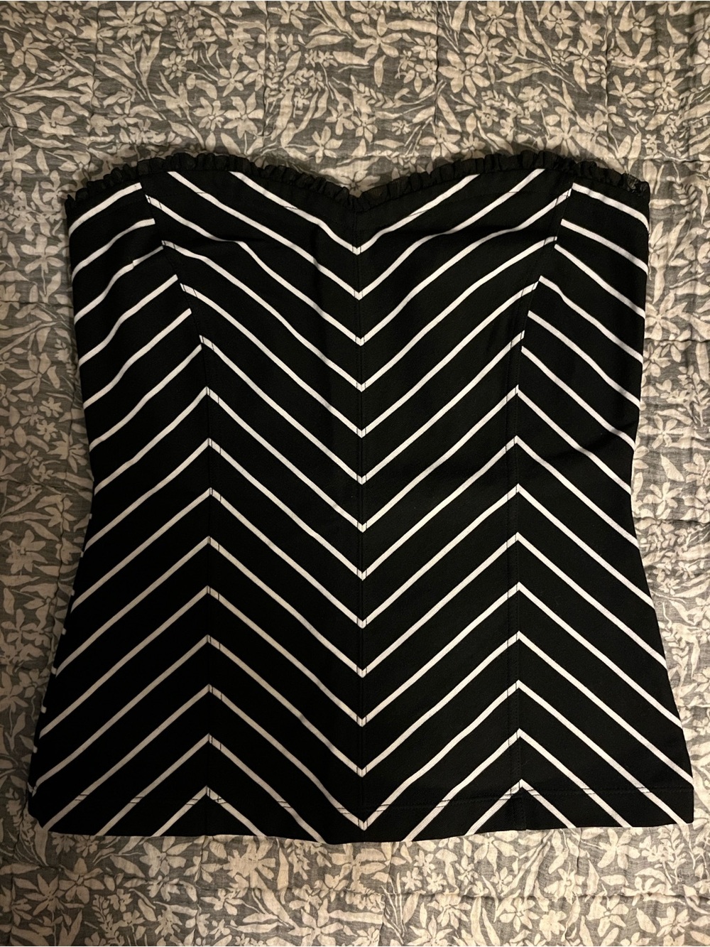 White House Black Market Black and White Striped Top